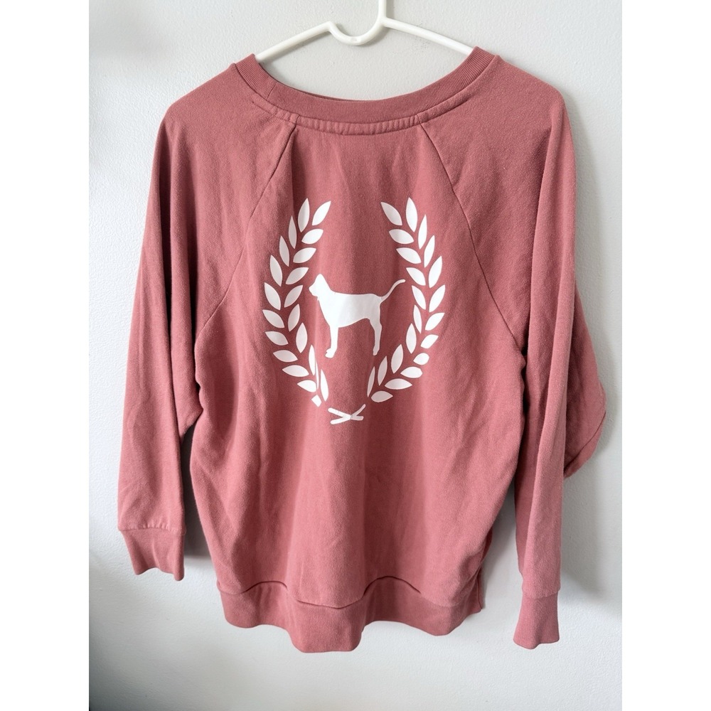 PINK Victoria's Secret Small Rust Pullover Sweatshirt Dog Logo Graphic Print Y2K